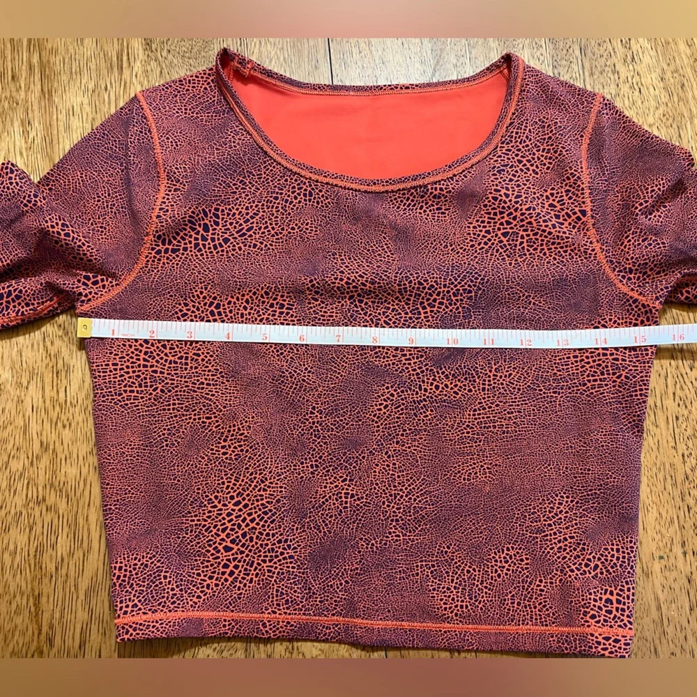 Lululemon Wunder Train Cropped Long Sleeve Shirt - Crackle Glaze Vintage Red